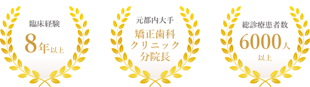 臨床経験8年以上　元都内大手矯正歯科クリニック分院長　総診療患者数6000人以上